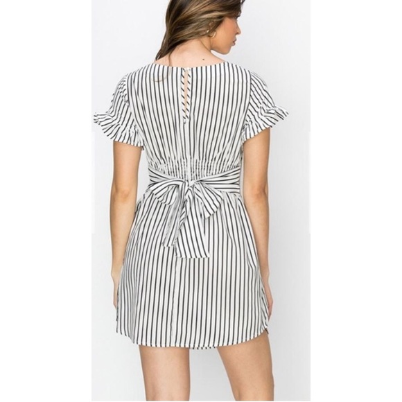 Stripe Ruffle Sleeve Dress - Picture 2 of 4
